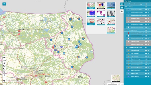 obraz przedstawia kawałek mapy z danymi instytucji ochrony ludności