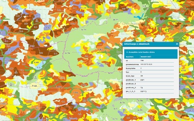 obraz z kawałkiem kolorowej mapy glebowo-rolniczej i nałożoną informacją o konpleksie glebowym